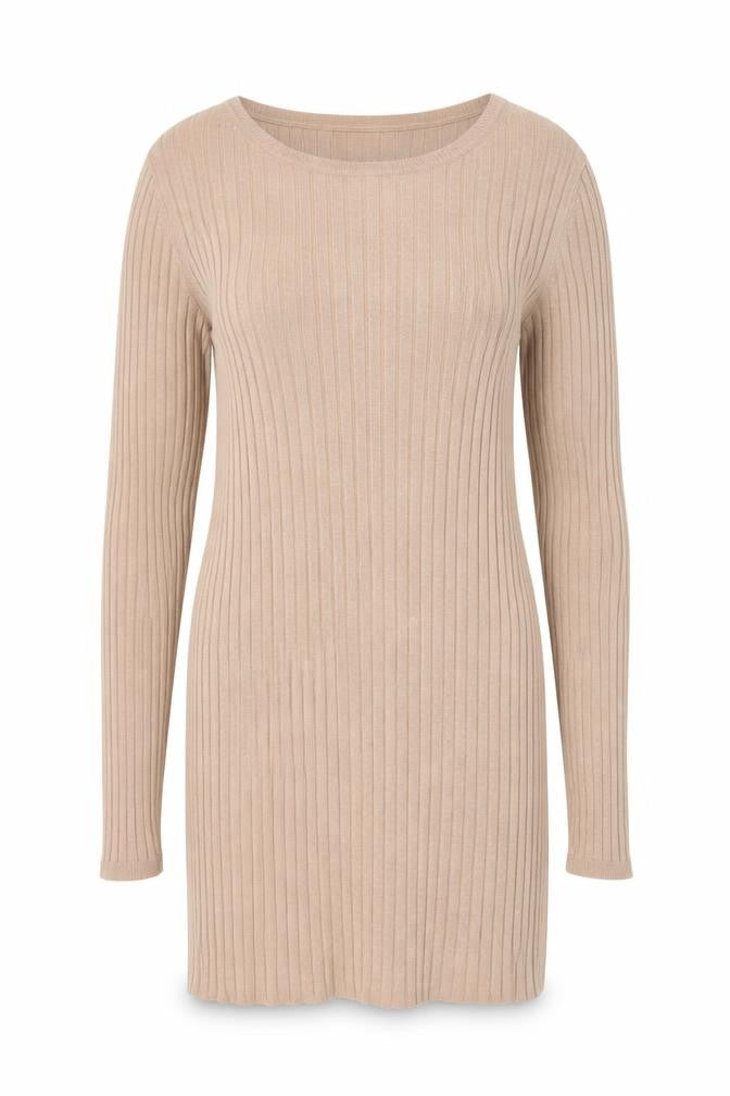 Marks & Spencer Women Beige Ribbed Tunic Jumper Size 10