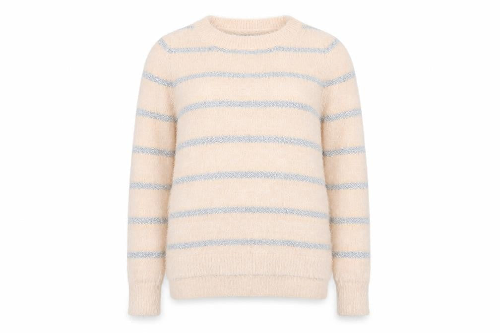 Oasis Womens Beige Striped Fluffy Knit Jumper XS