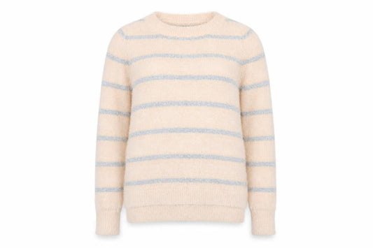 Oasis Womens Beige Striped Fluffy Knit Jumper XS