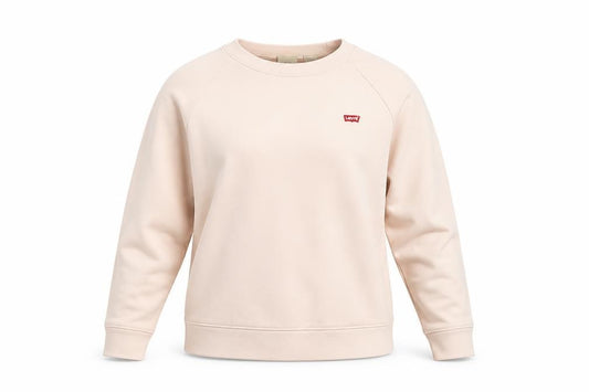 Levi's Women Beige Cotton Crew Neck Pullover Sweatshirt Size S