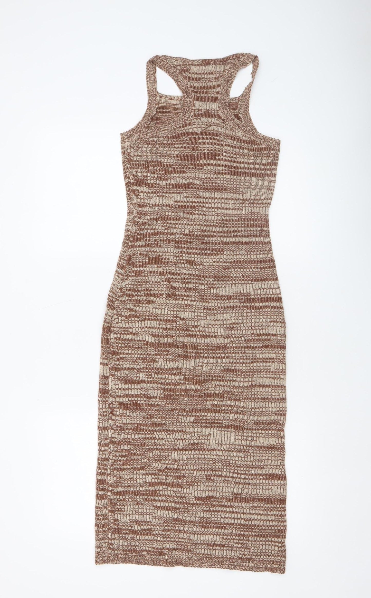 ASOS DESIGN Women’s Brown Midi Bodycon Knit Sleeveless Dress Size 4