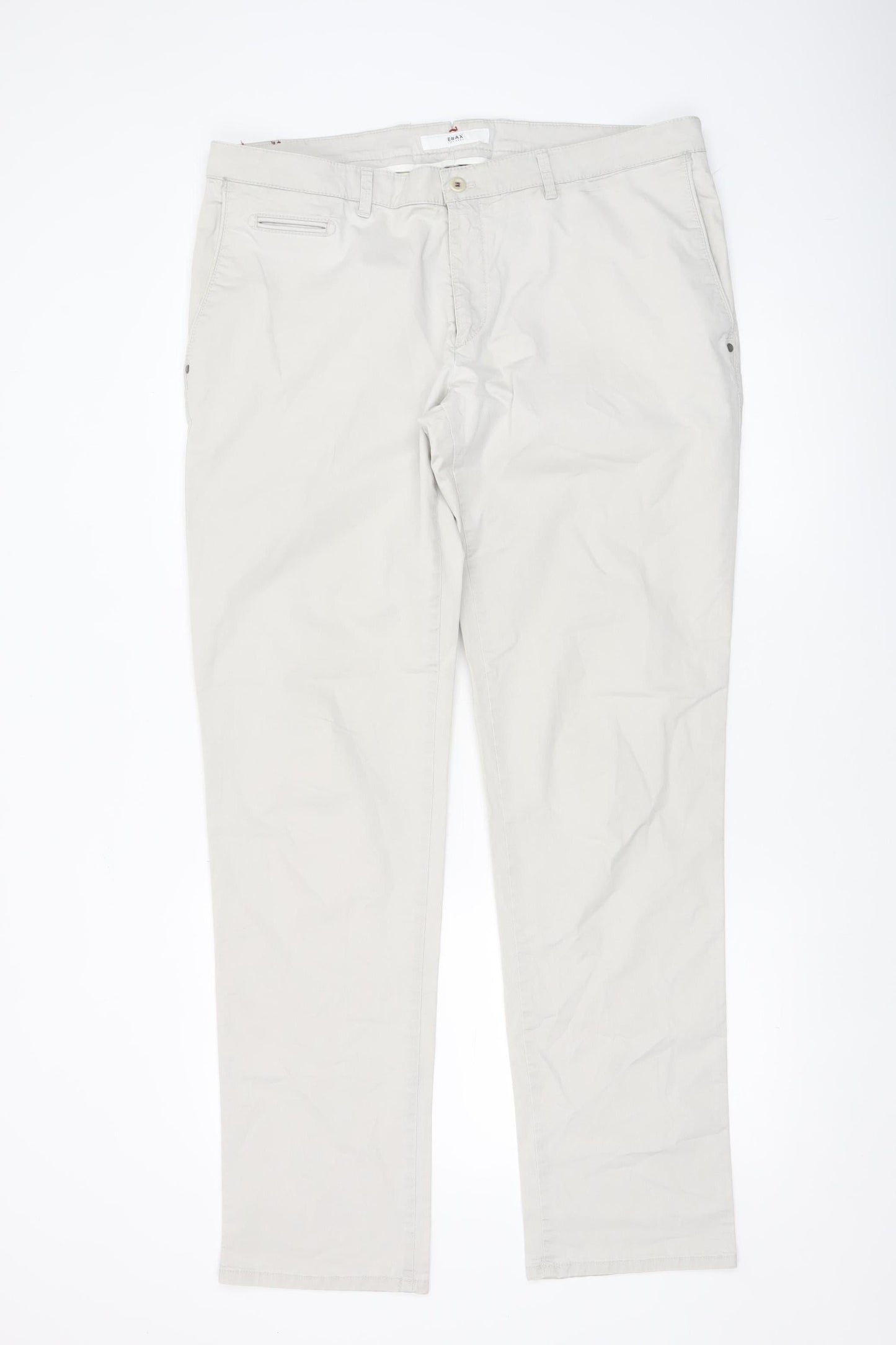 Brax Men's Beige Chino Trousers Size 38/34 Cotton Blend Casual
