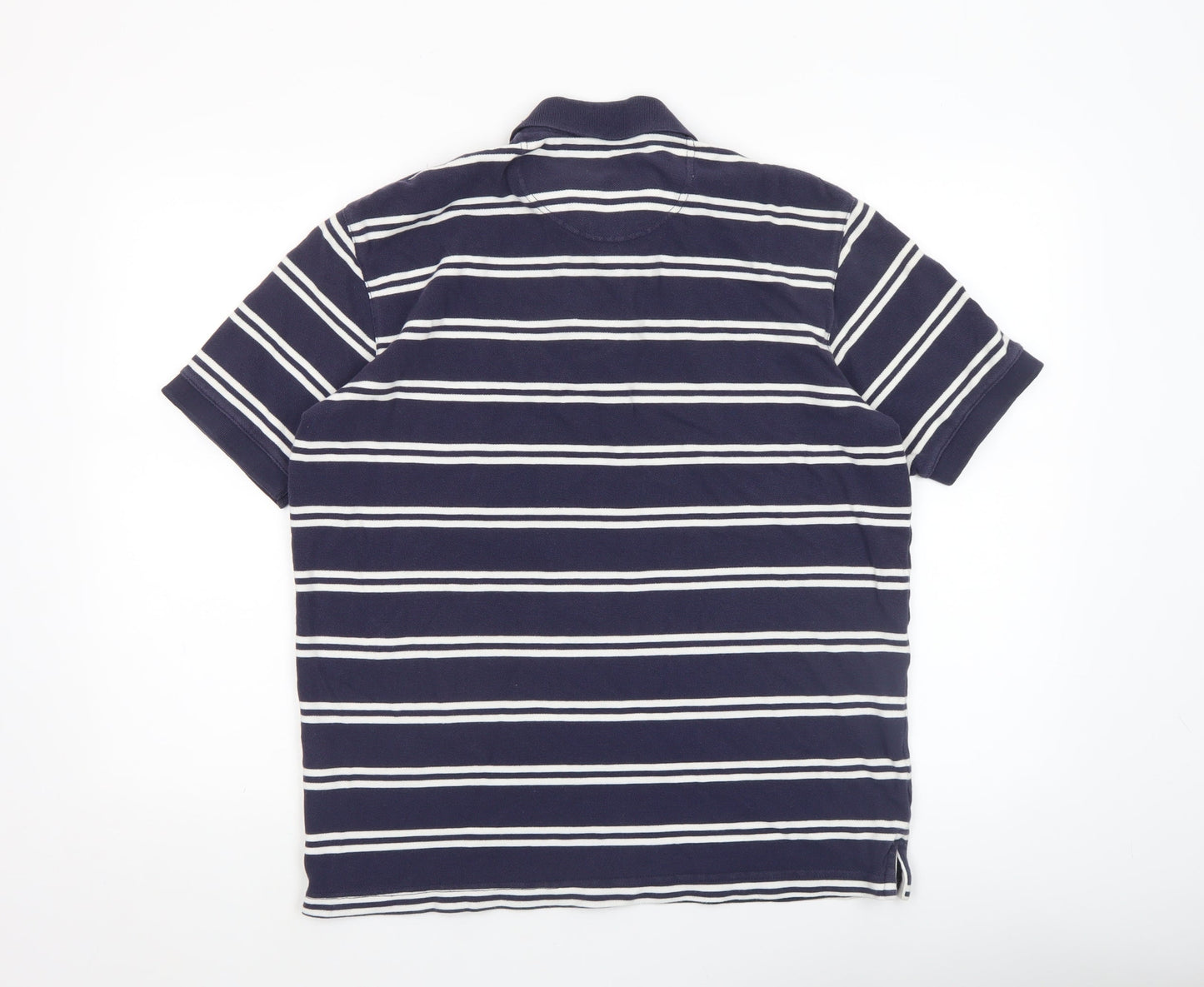 Wrangler Men’s Blue Striped Cotton Polo Shirt Size M Classic Fit