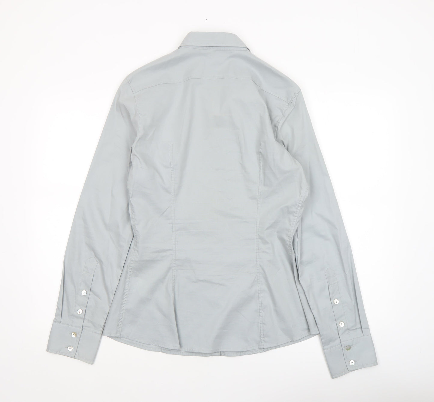 Benetton Women’s Grey Button-Up Long Sleeve Shirt Size 8
