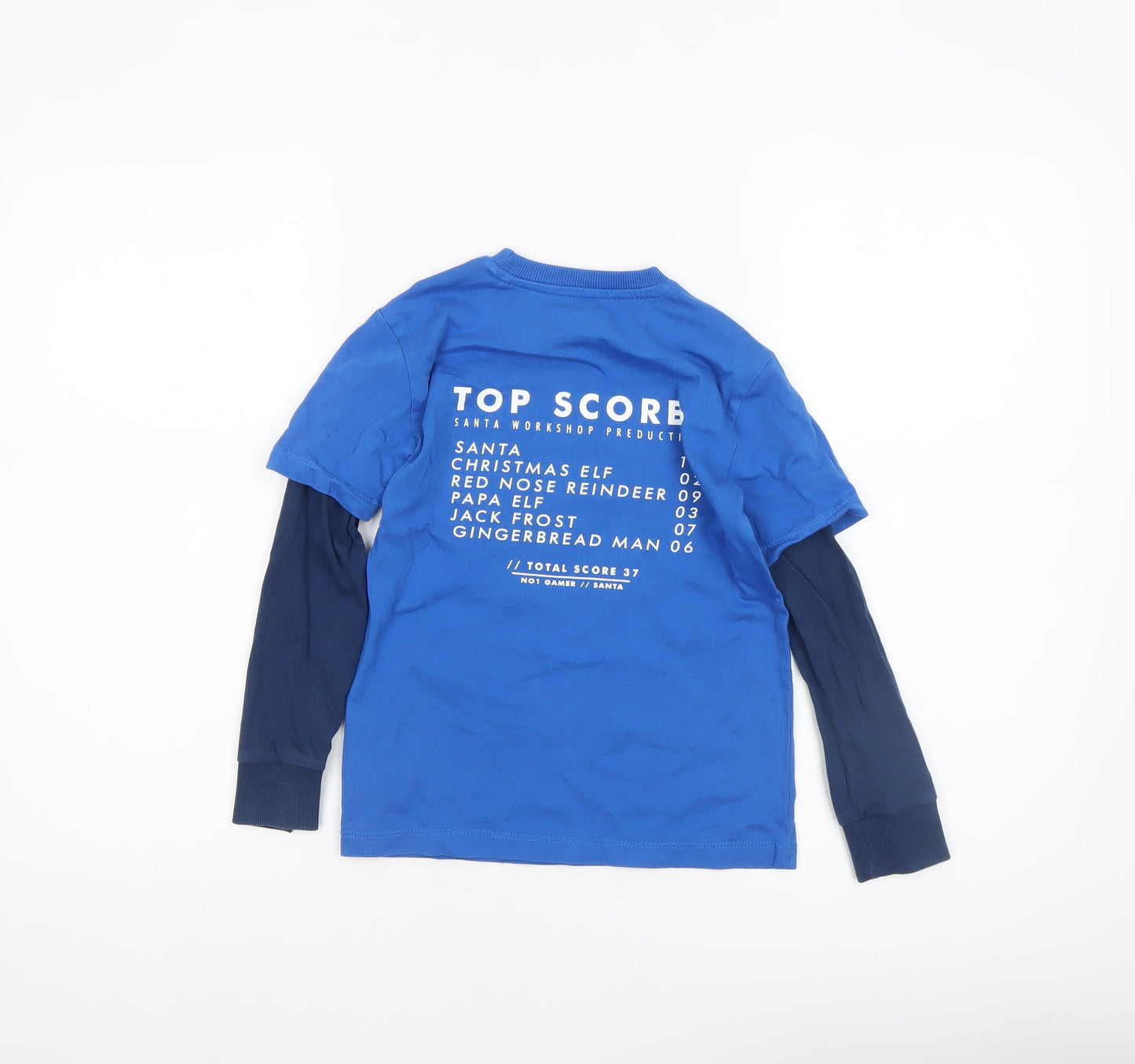 Next Boys Blue Christmas Santa Sequin Long Sleeve T-Shirt 6 Years