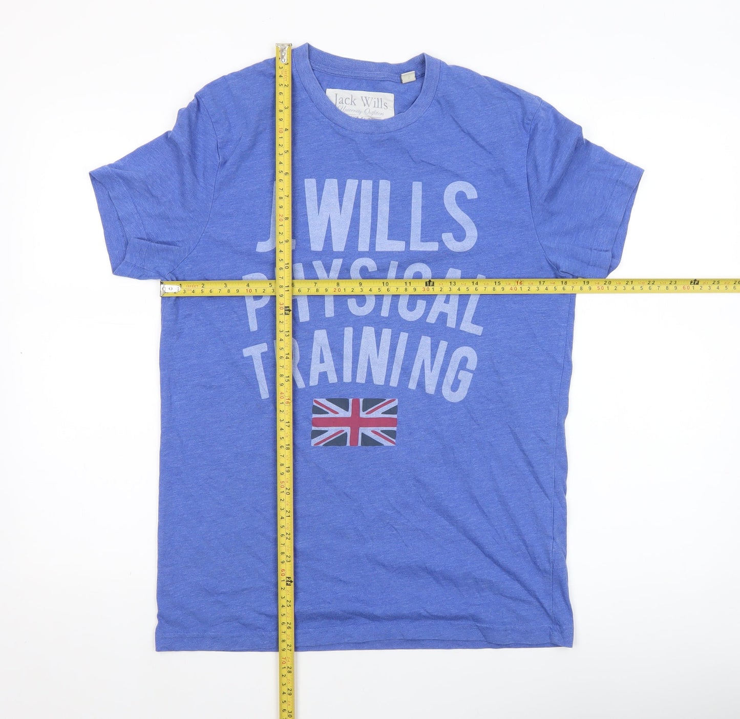 Jack Wills Men Blue Graphic Sports T-Shirt S Crew Neck Cotton Blend