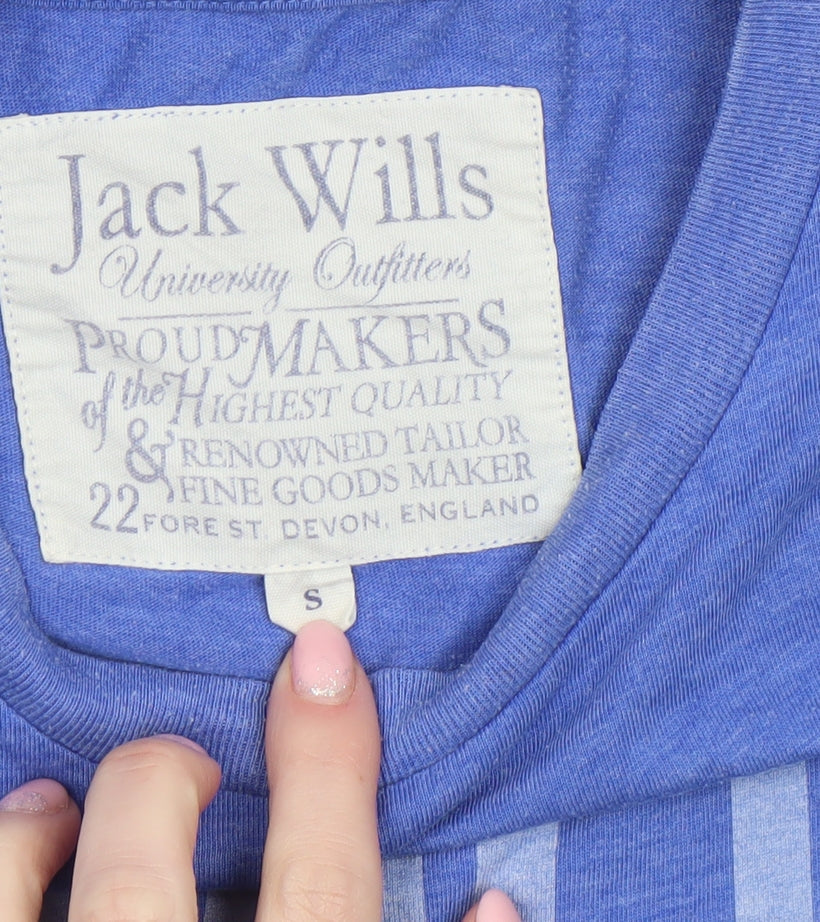 Jack Wills Men Blue Graphic Sports T-Shirt S Crew Neck Cotton Blend