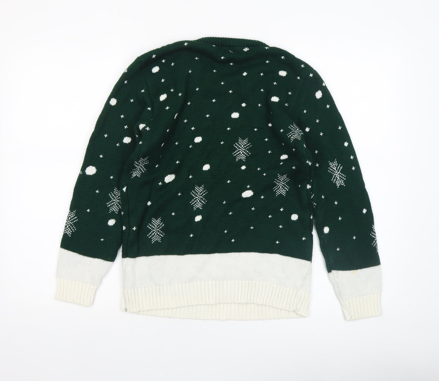 Boohoo Women’s Green Christmas Reindeer Knit Jumper Size L