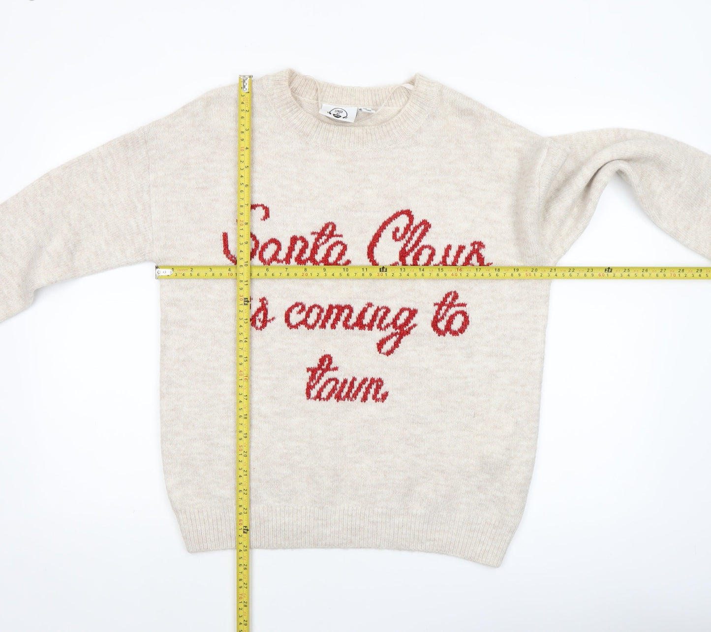 Lyrics by Ink Womens Beige Christmas Pullover Jumper 2XS