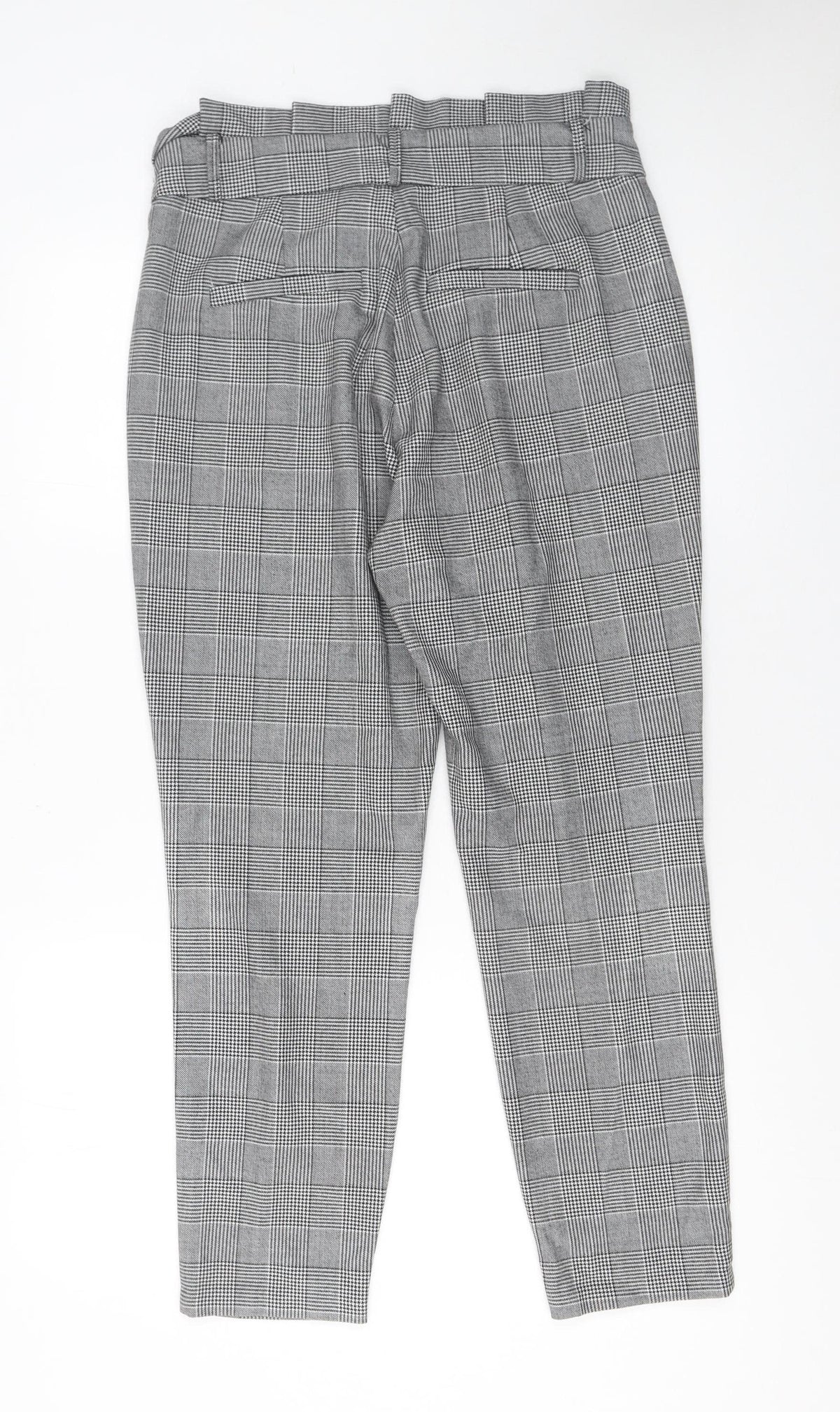 Vero Moda Women's Grey Check Paperbag Trousers Size M
