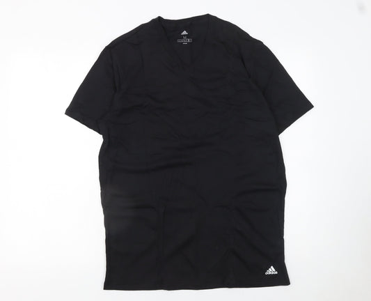 Adidas Men’s Black V-Neck Cotton Short Sleeve T-Shirt Size M