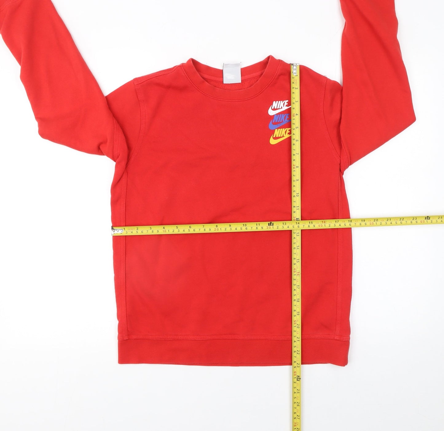 Nike Boys Red Logo Crew Neck Fleece Sweatshirt L 147-158cm