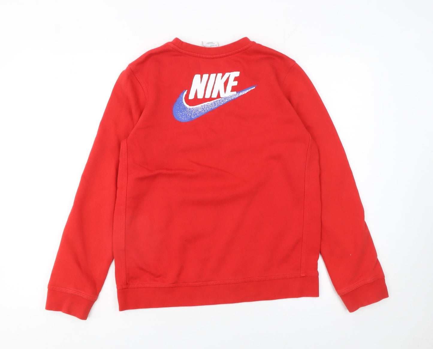 Nike Boys Red Logo Crew Neck Fleece Sweatshirt L 147-158cm