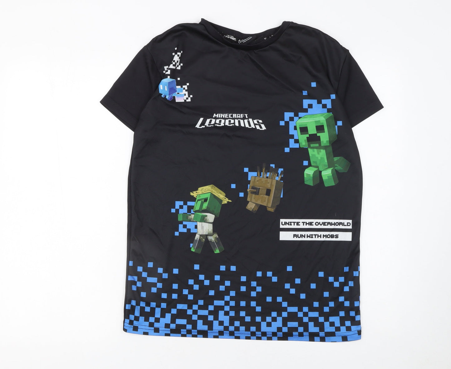 Minecraft Legends Boys Black Graphic T-Shirt 12-13 Years 158cm Short Sleeve