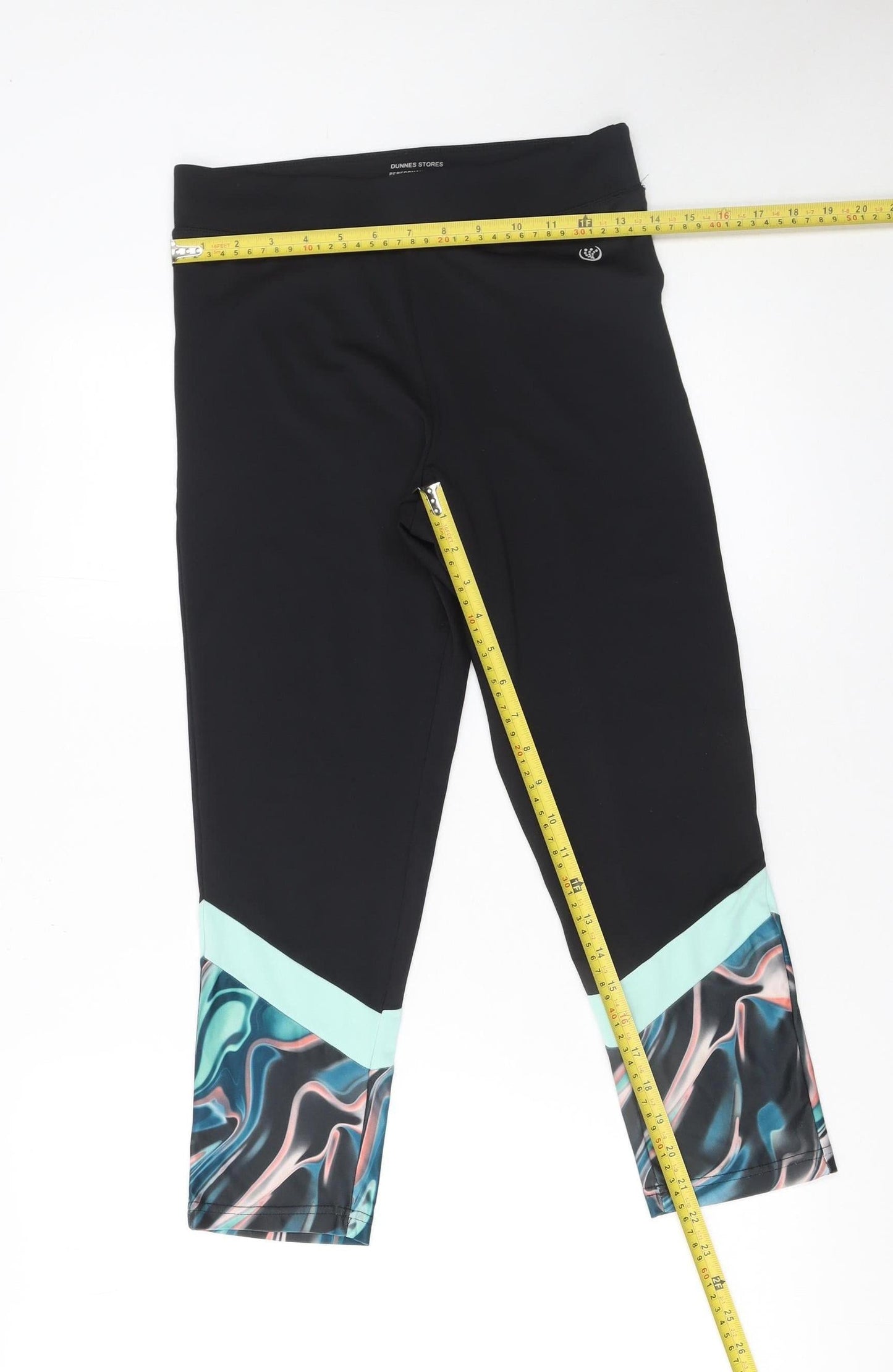 Dunnes Stores Women Black Capri Leggings Small Stretch Activewear