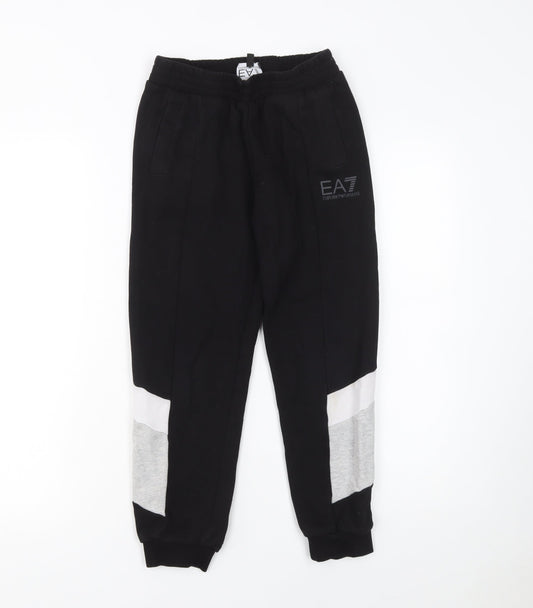 Emporio Armani Boys Black Jogger Trousers 10 Years Cotton Blend EA7
