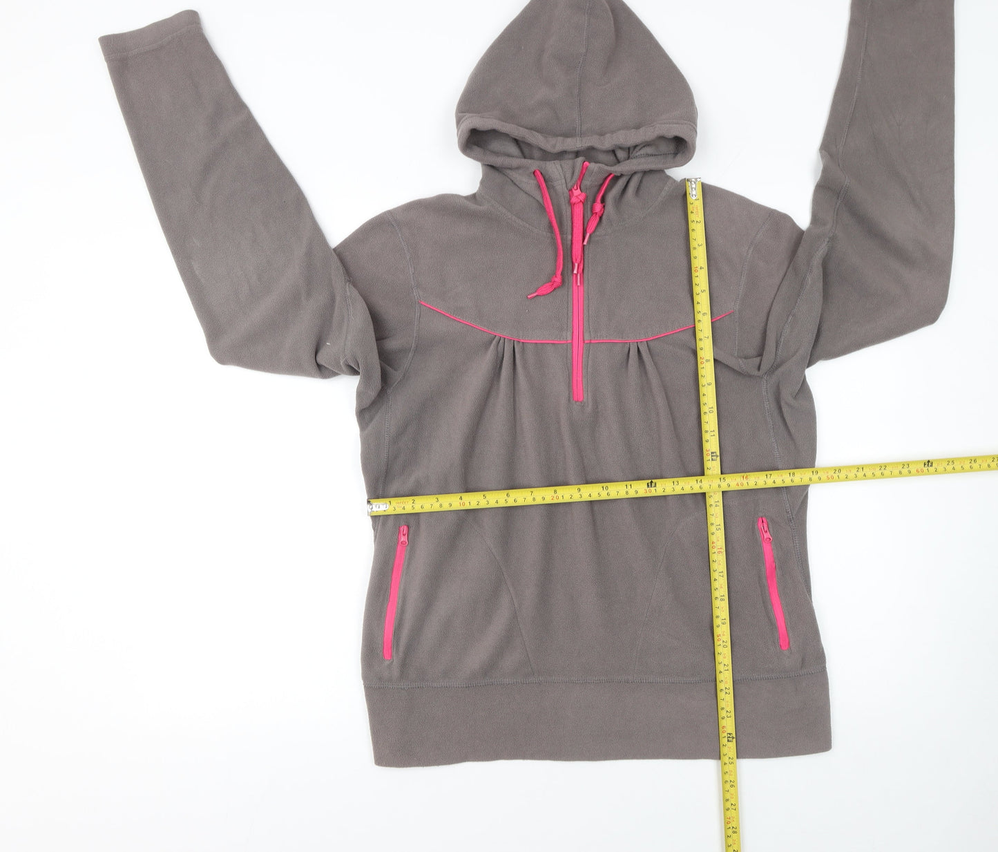Requisite Women's Brown Fleece Hoodie XL 1/4 Zip Equestrian Pullover