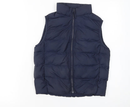 Additional front view of Uniqlo boys’ blue puffer waistcoat 7-8 years lightweight quilted gilet