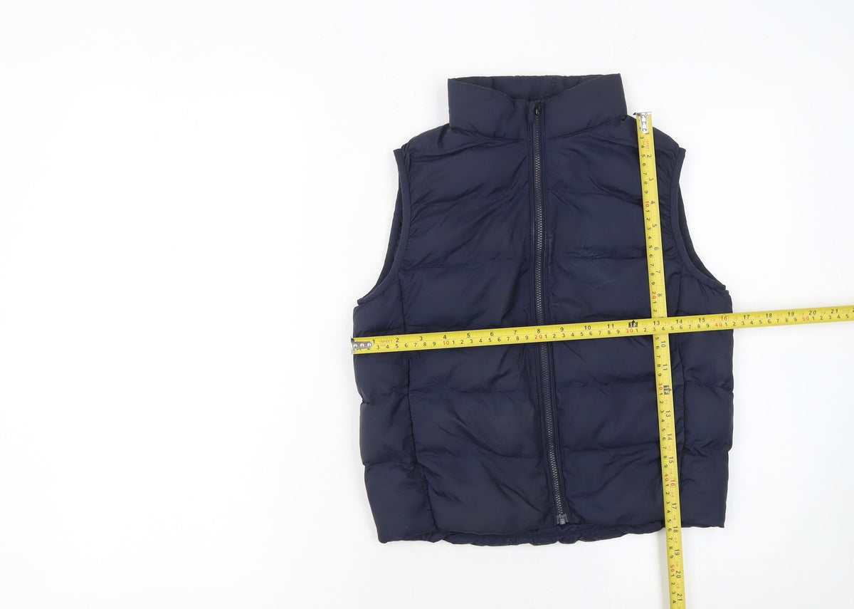 UNIQLO Boys Blue Puffer Waistcoat 7-8 Years Lightweight Quilted Gilet