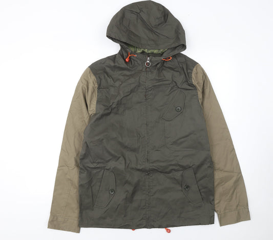 River Island Men's Green Hooded Cotton Windbreaker Jacket Size M