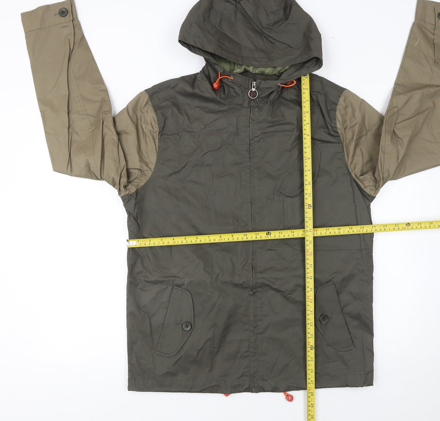 River Island Men's Green Hooded Cotton Windbreaker Jacket Size M