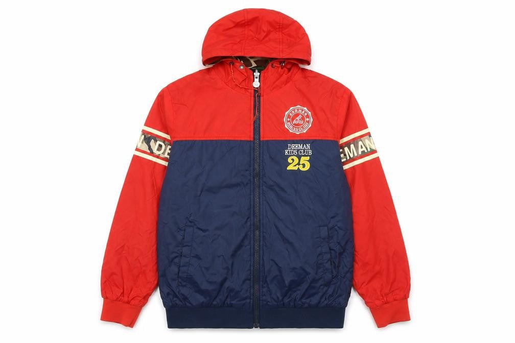Deeman Boys Red Blue Hooded Windbreaker Jacket 13-14 Years Full Zip Casual