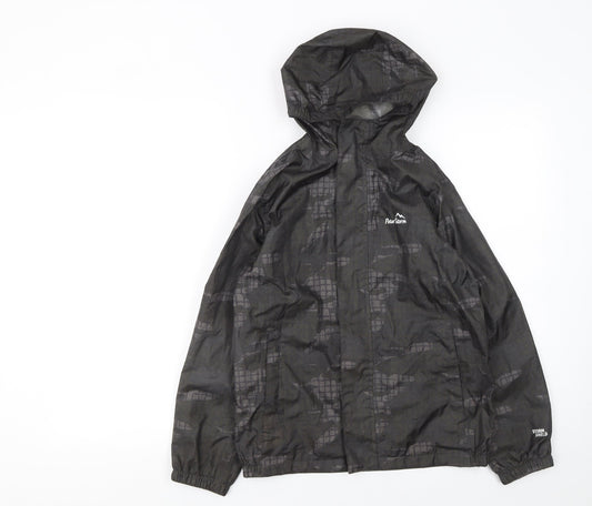 Peter Storm Boys Black Camouflage Hooded Waterproof Rain Coat 9-10 Years