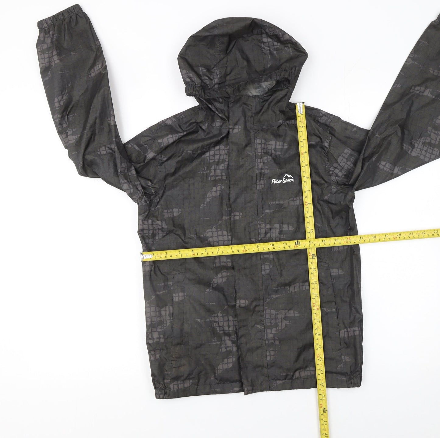 Peter Storm Boys Black Camouflage Hooded Waterproof Rain Coat 9-10 Years