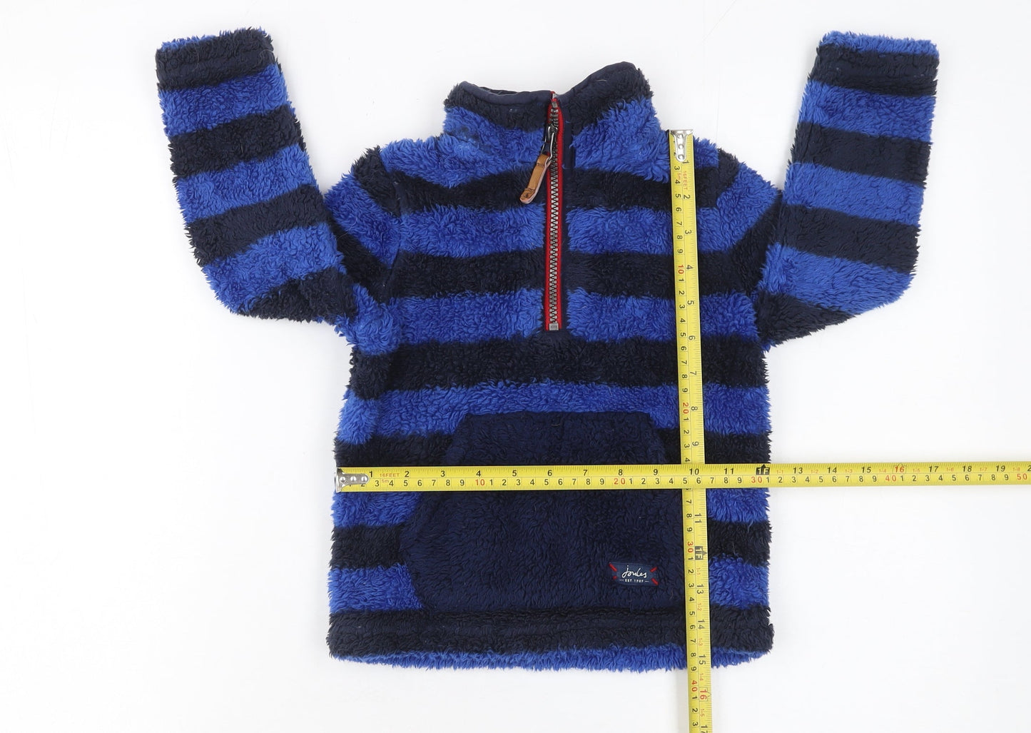 Joules Boys Blue Striped Fleece 1/4 Zip Jacket 3 Years