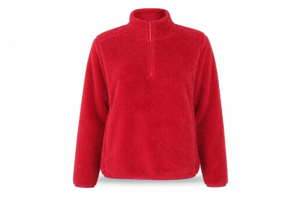 TRU Collection Womens Red Fleece 1/4 Zip Pullover Sweatshirt M