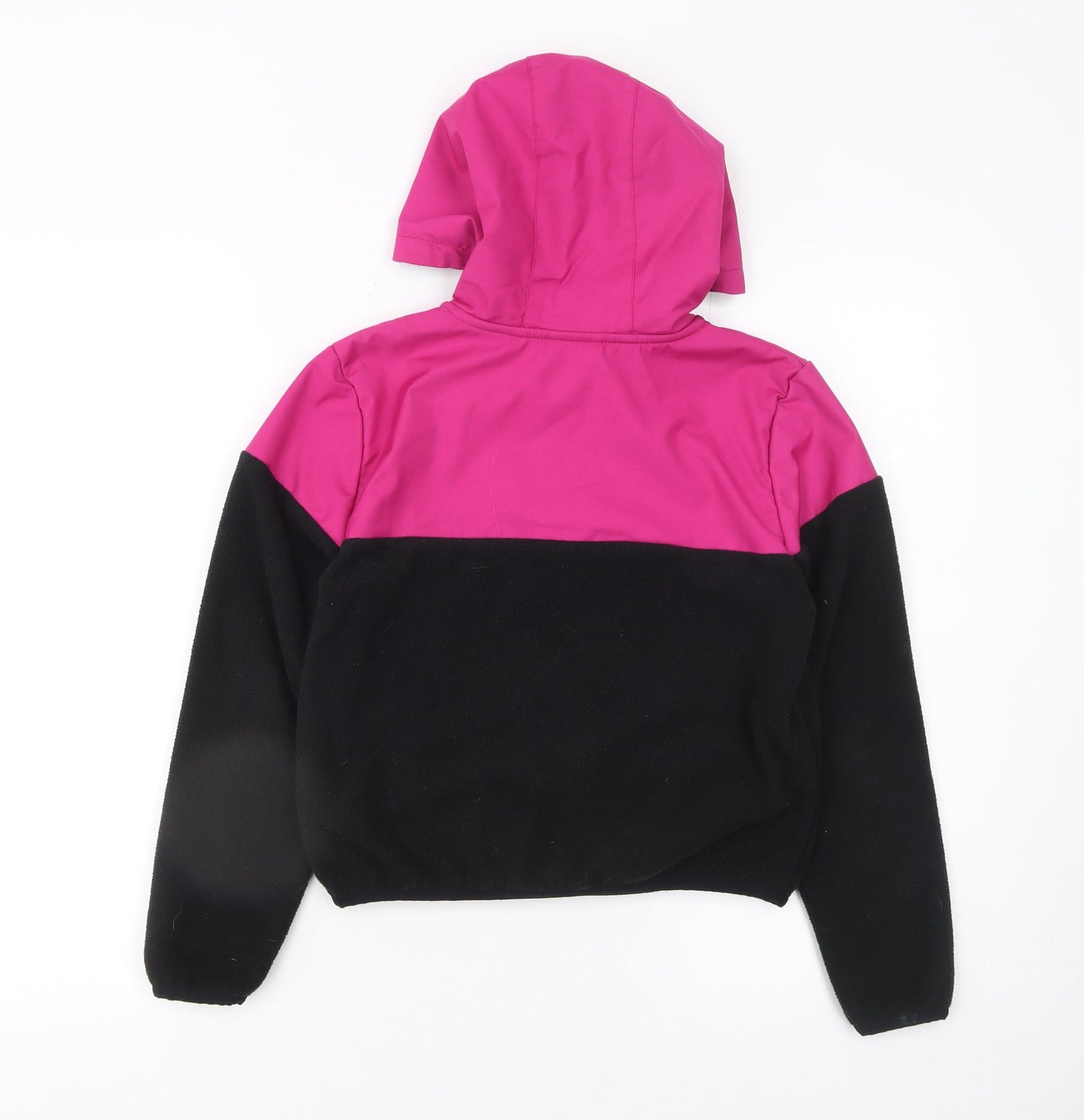 Ellesse Girls Pink Black Colourblock Fleece Hoodie 8 Years 1/4 Zip Logo Pullover