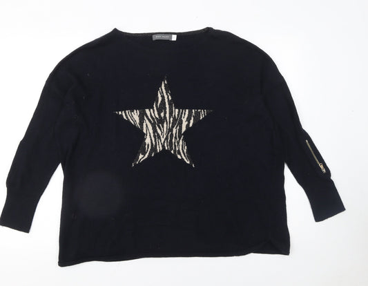 Mint Velvet Women's Black XS Wool Cashmere Star Jumper