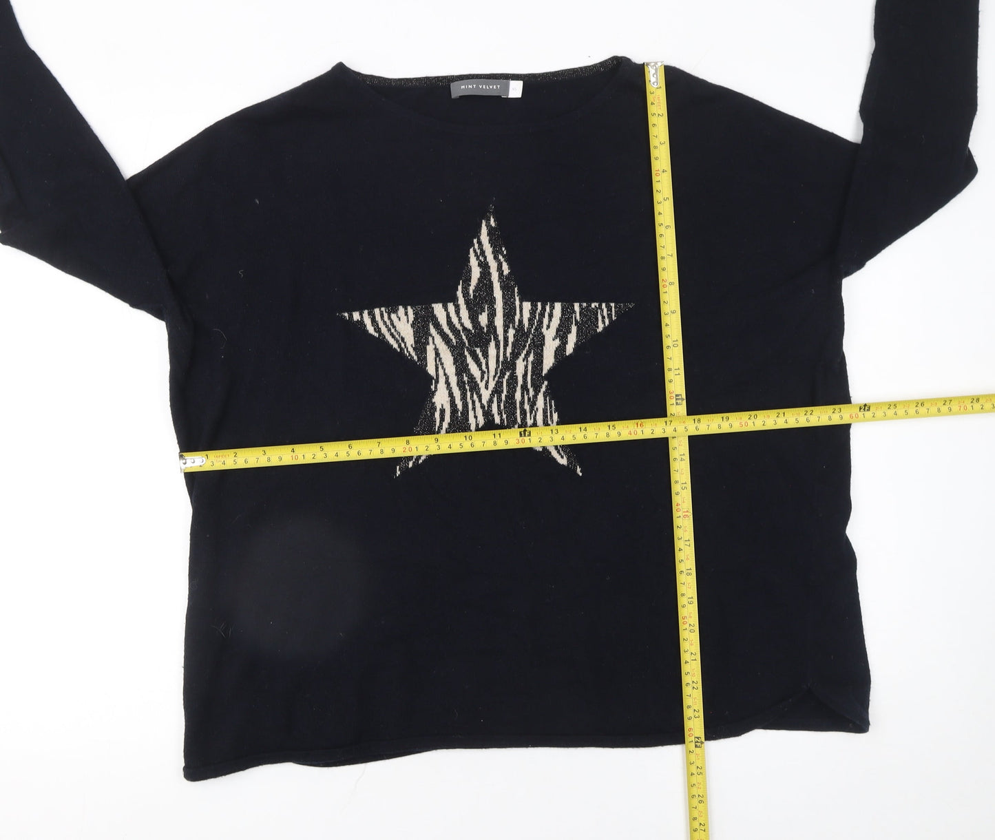 Mint Velvet Women's Black XS Wool Cashmere Star Jumper