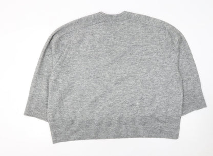 Next Petite Women's Grey Wool Blend Crew Neck Jumper XL