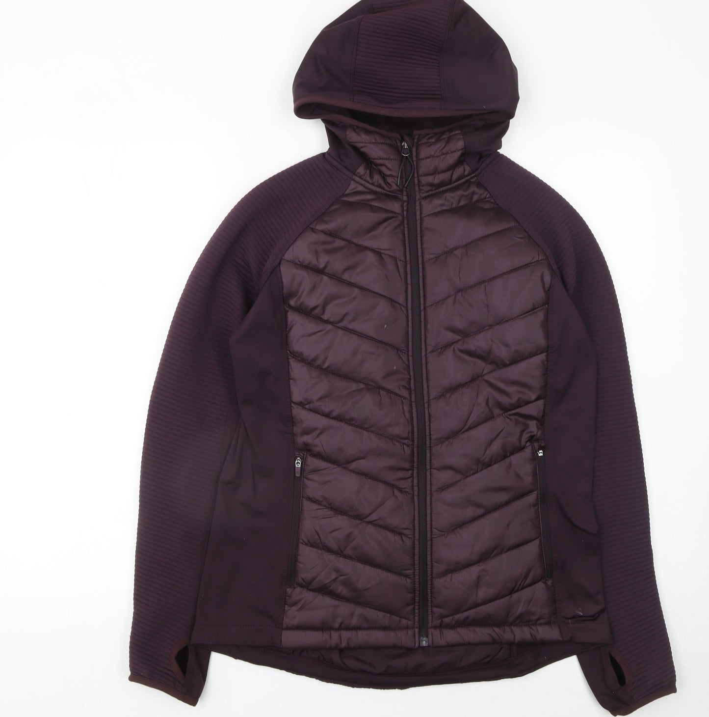 H&M Women Purple Quilted Hooded Puffer Jacket Size 12