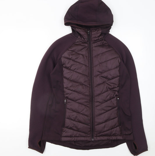 H&M Women Purple Quilted Hooded Puffer Jacket Size 12