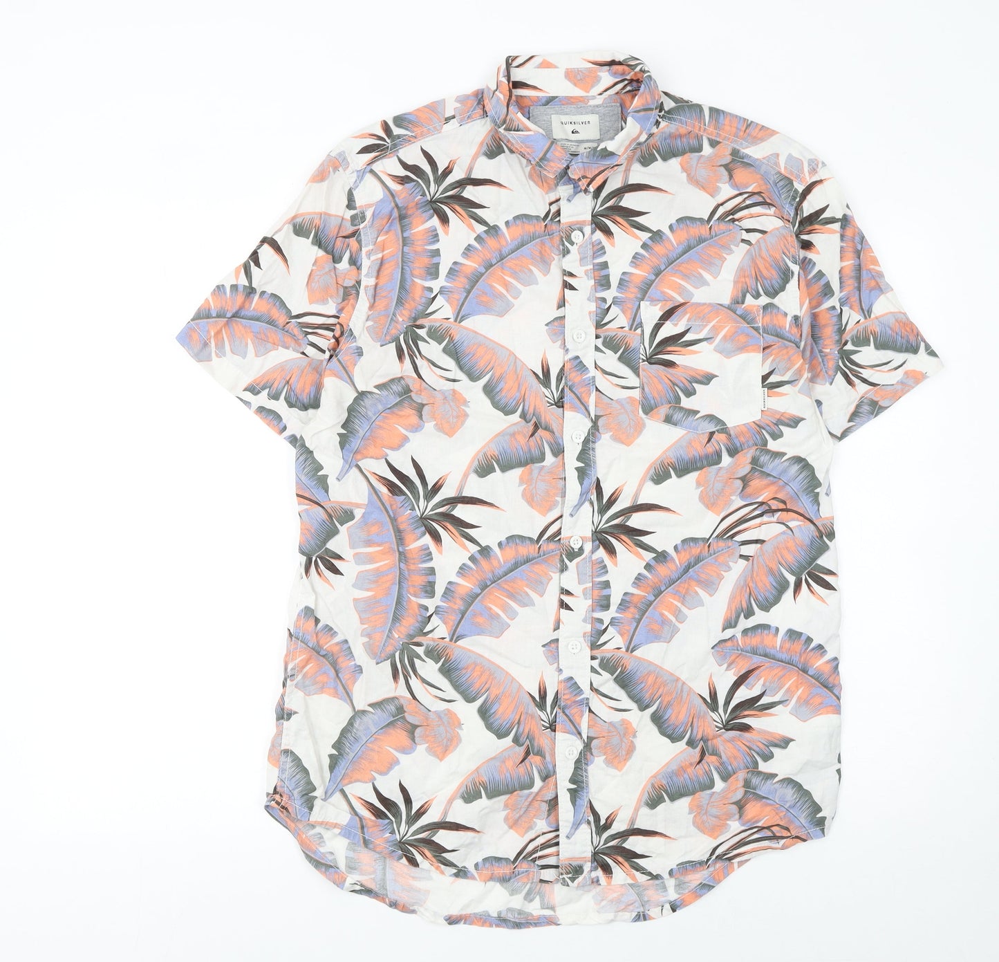Quiksilver Men's Multicoloured Tropical Short Sleeve Cotton Button-Up Shirt M