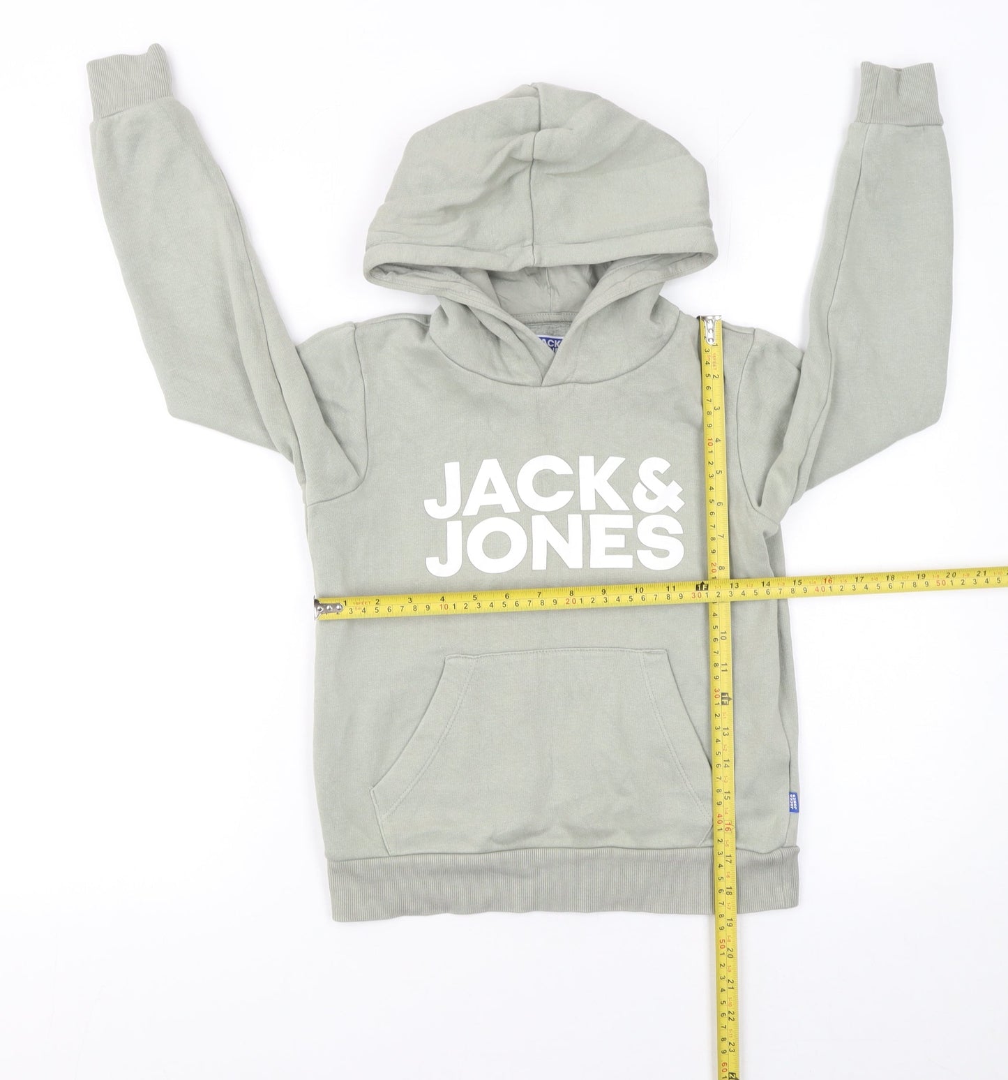 Jack & Jones Boys Green Pullover Hoodie Size 10 Years Fleece Cotton Logo