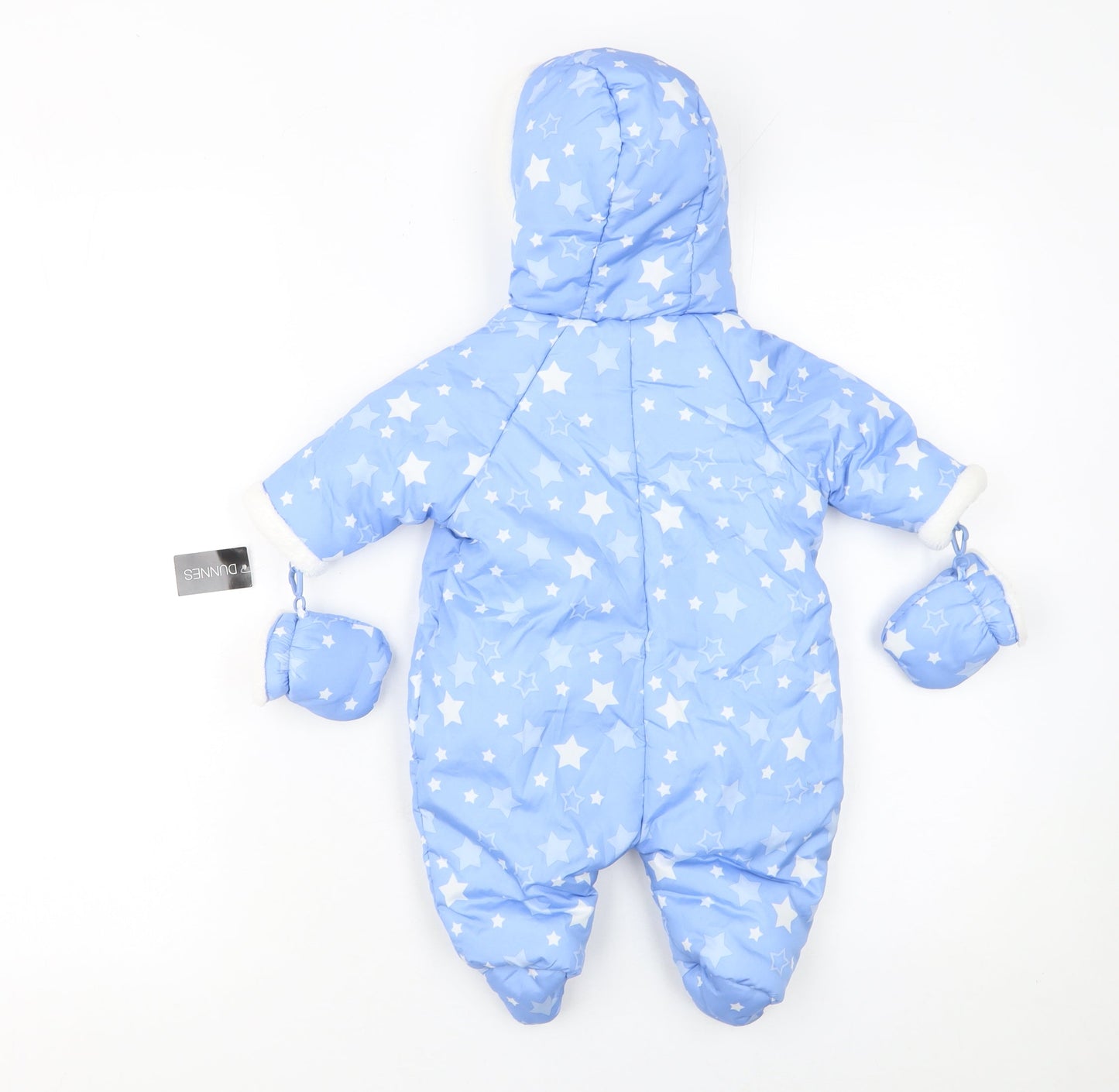 Dunnes Unisex Baby Blue Star Print Hooded Winter Snowsuit 0-3 Months