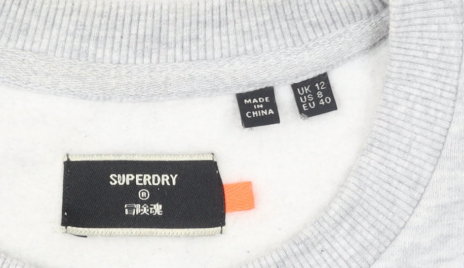 Superdry Women's Grey Crew Neck Pullover Sweatshirt UK 12