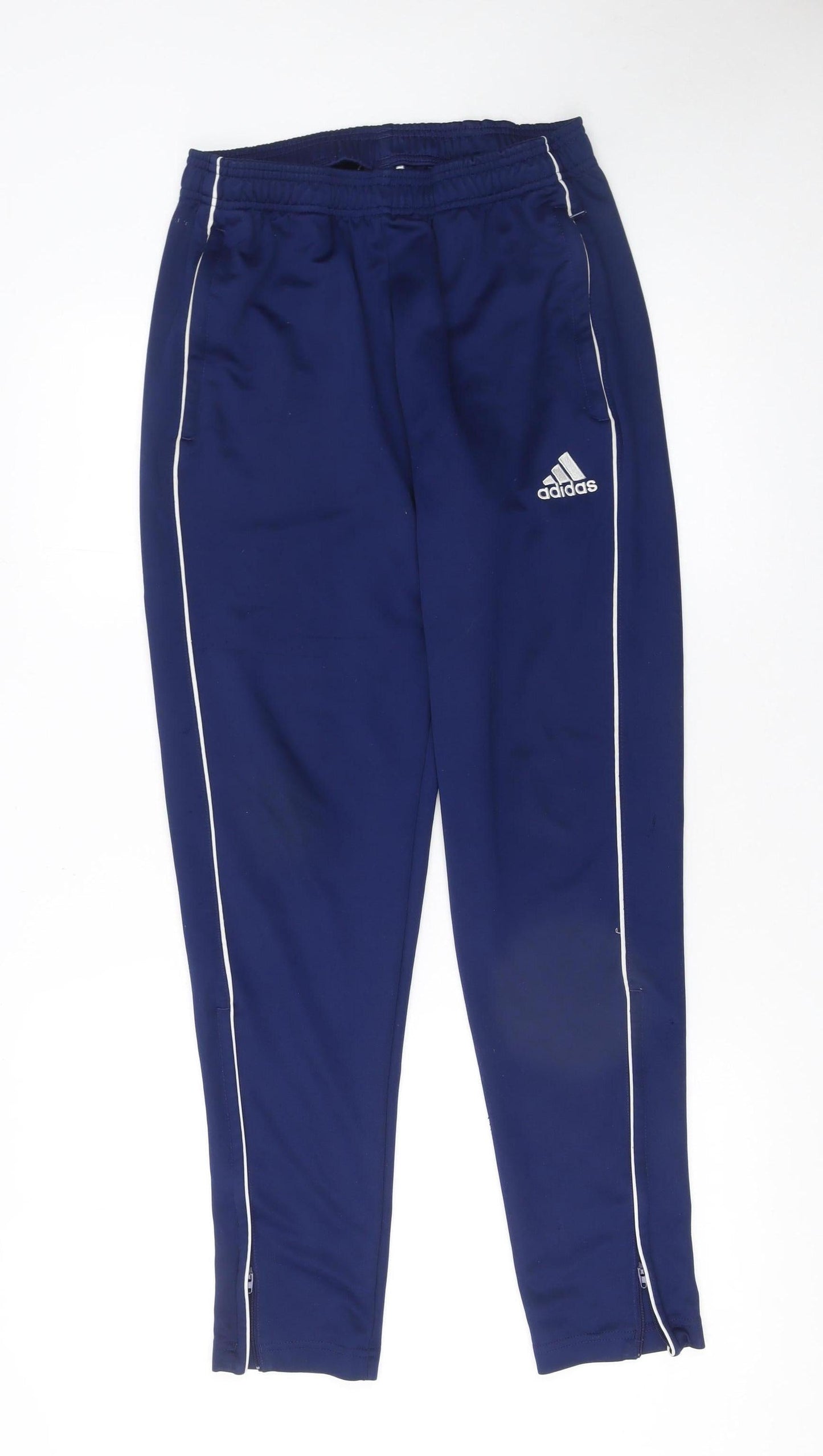 Adidas Men's Blue Jogger Trousers Size M Tapered Fit Zip Ankles