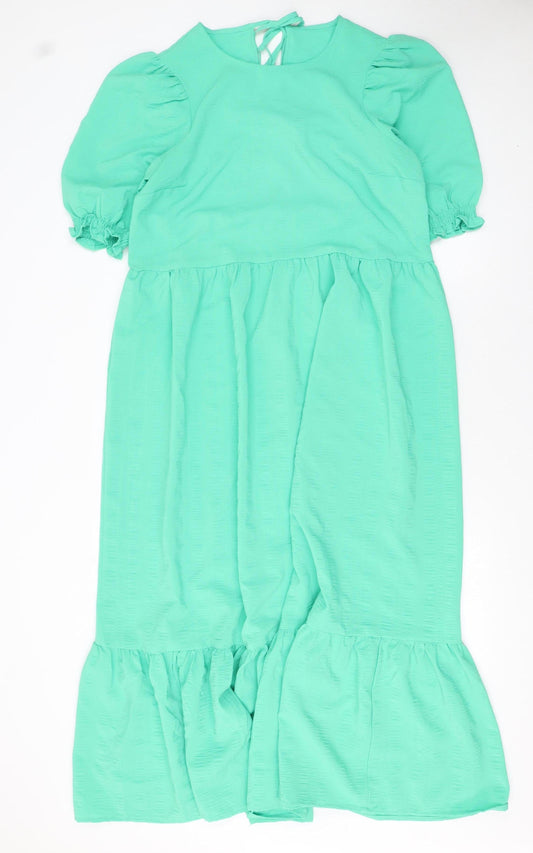 New Look Tall Women's Green Fit & Flare Midi Dress Size 10