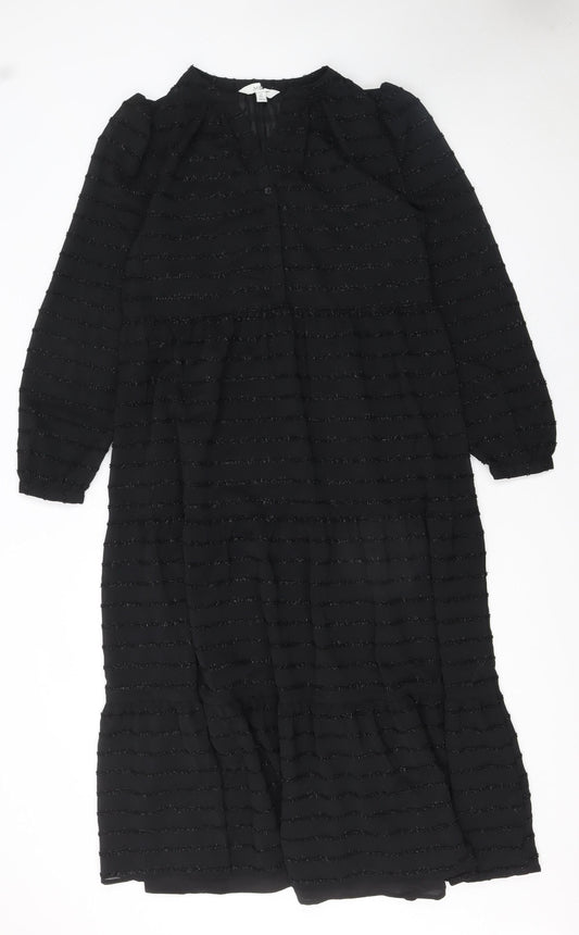 Marks and Spencer Women Black Midi Fit & Flare Dress Size 12