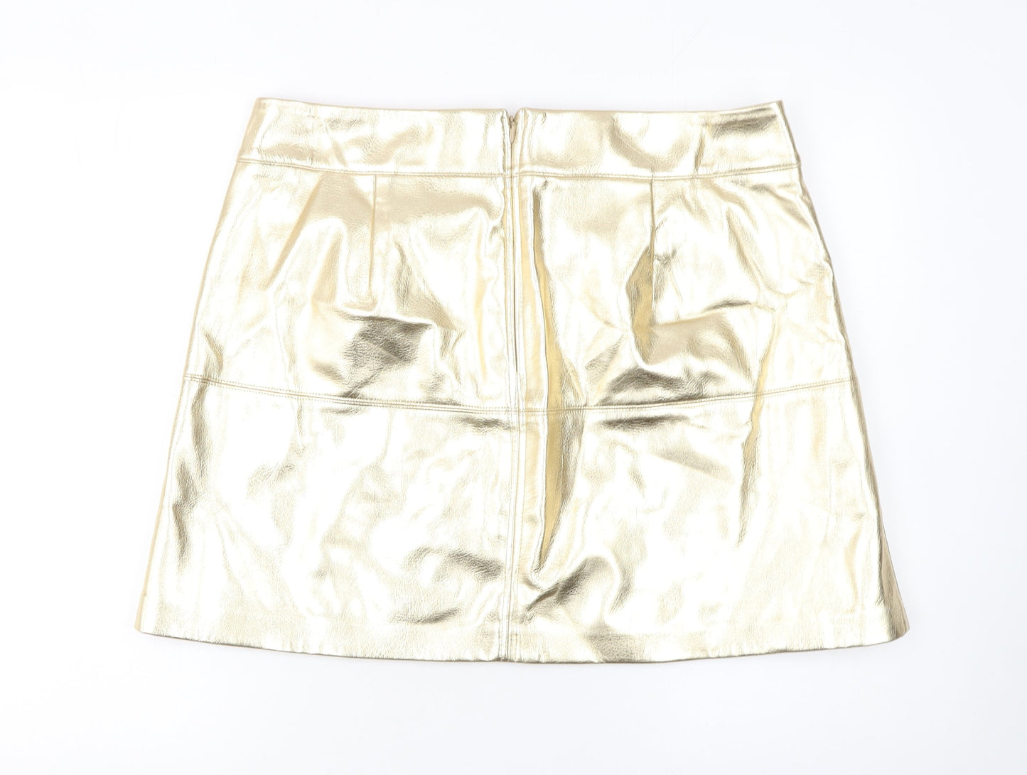 Marks and Spencer Women Gold A-Line Short Skirt Size 18 Party Wear