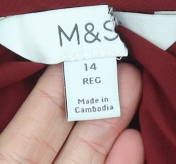 Marks and Spencer Women Red Ruffle Midi Fit & Flare Dress Size 14