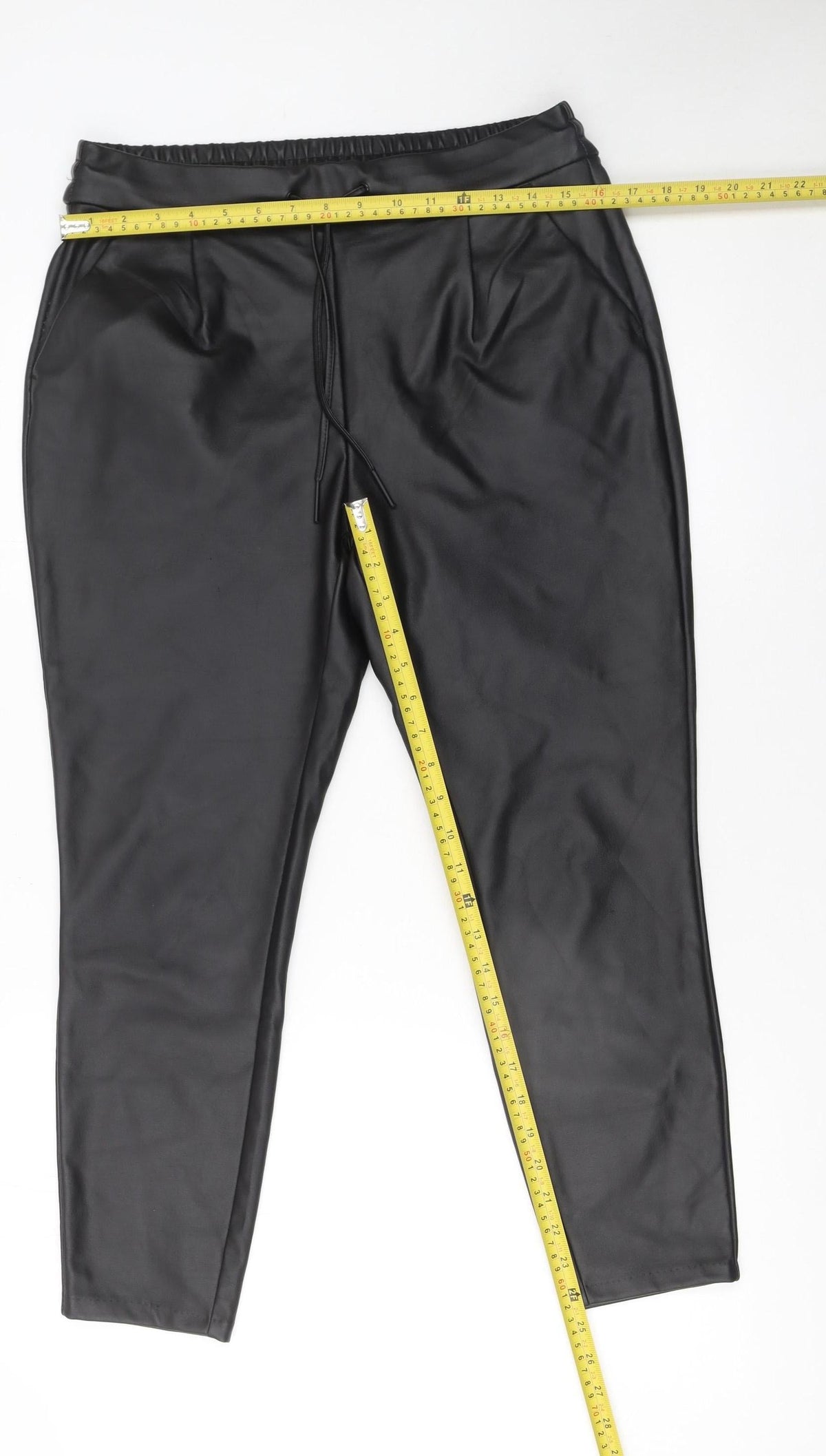 Vero Moda Women’s Black Faux Leather Jogger Trousers Size 12