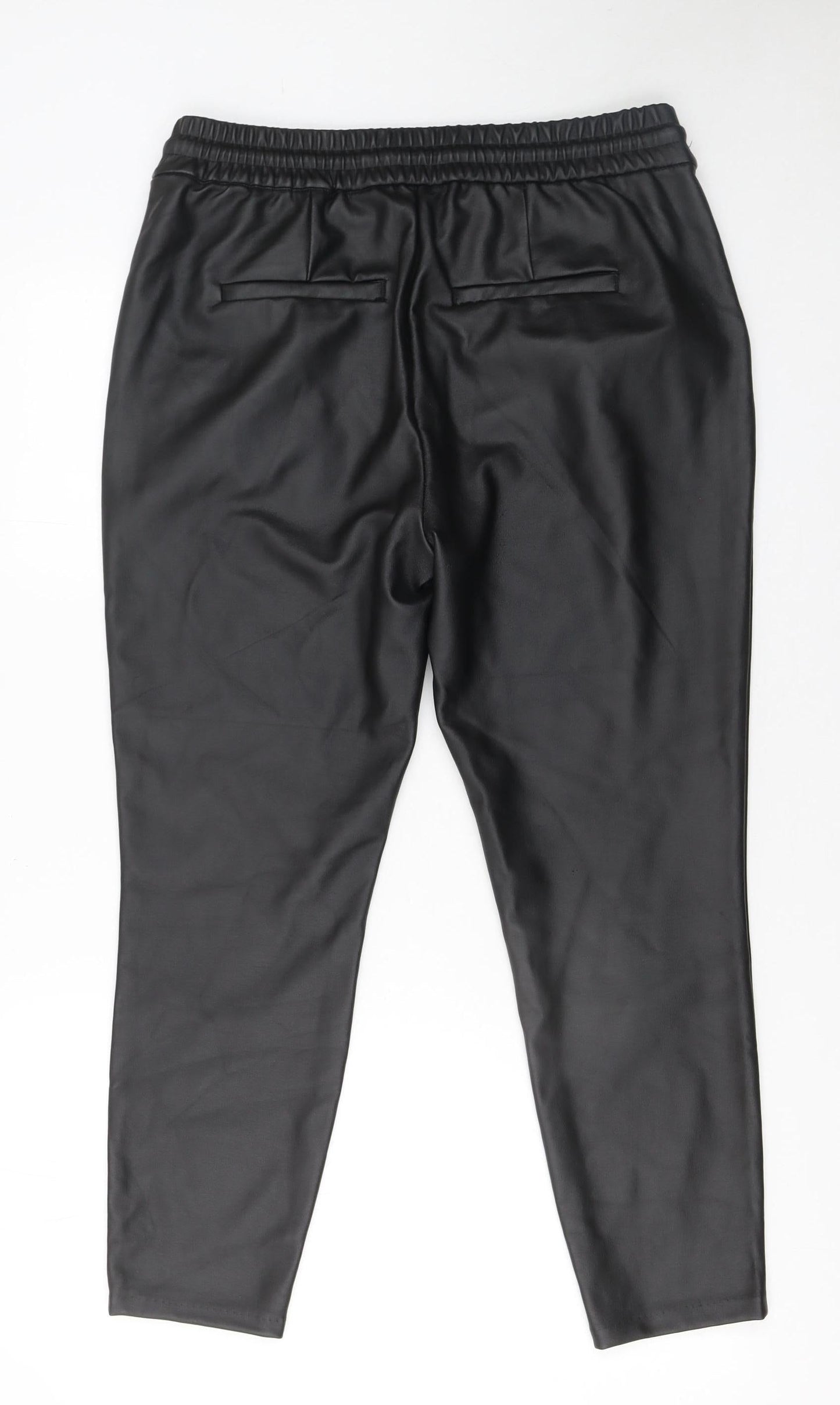 Vero Moda Women’s Black Faux Leather Jogger Trousers Size 12