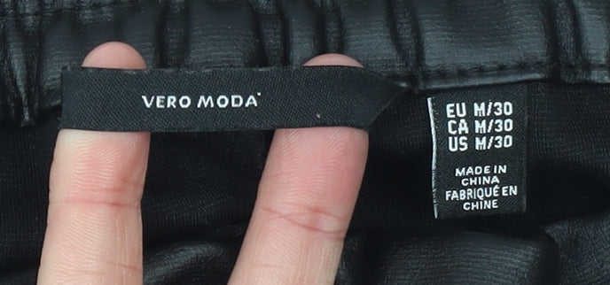 Vero Moda Women’s Black Faux Leather Jogger Trousers Size 12