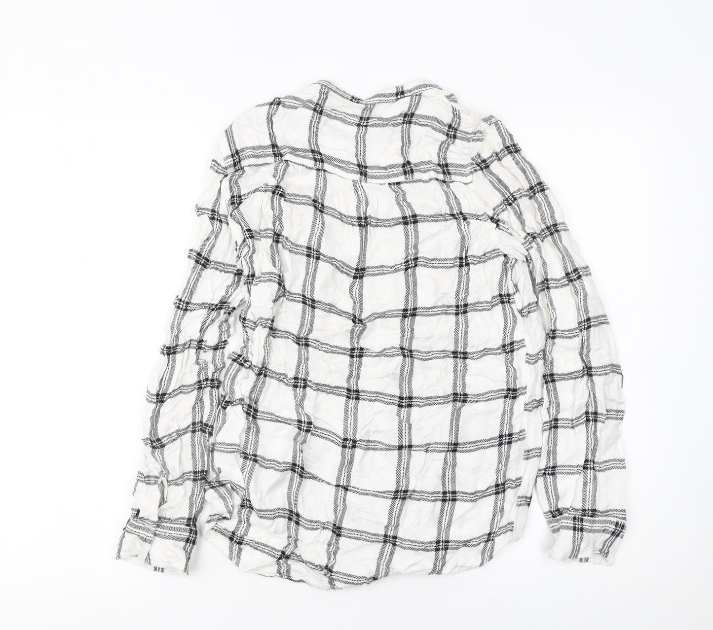 Next Womens White Check Long Sleeve Button-Up Shirt Size 10