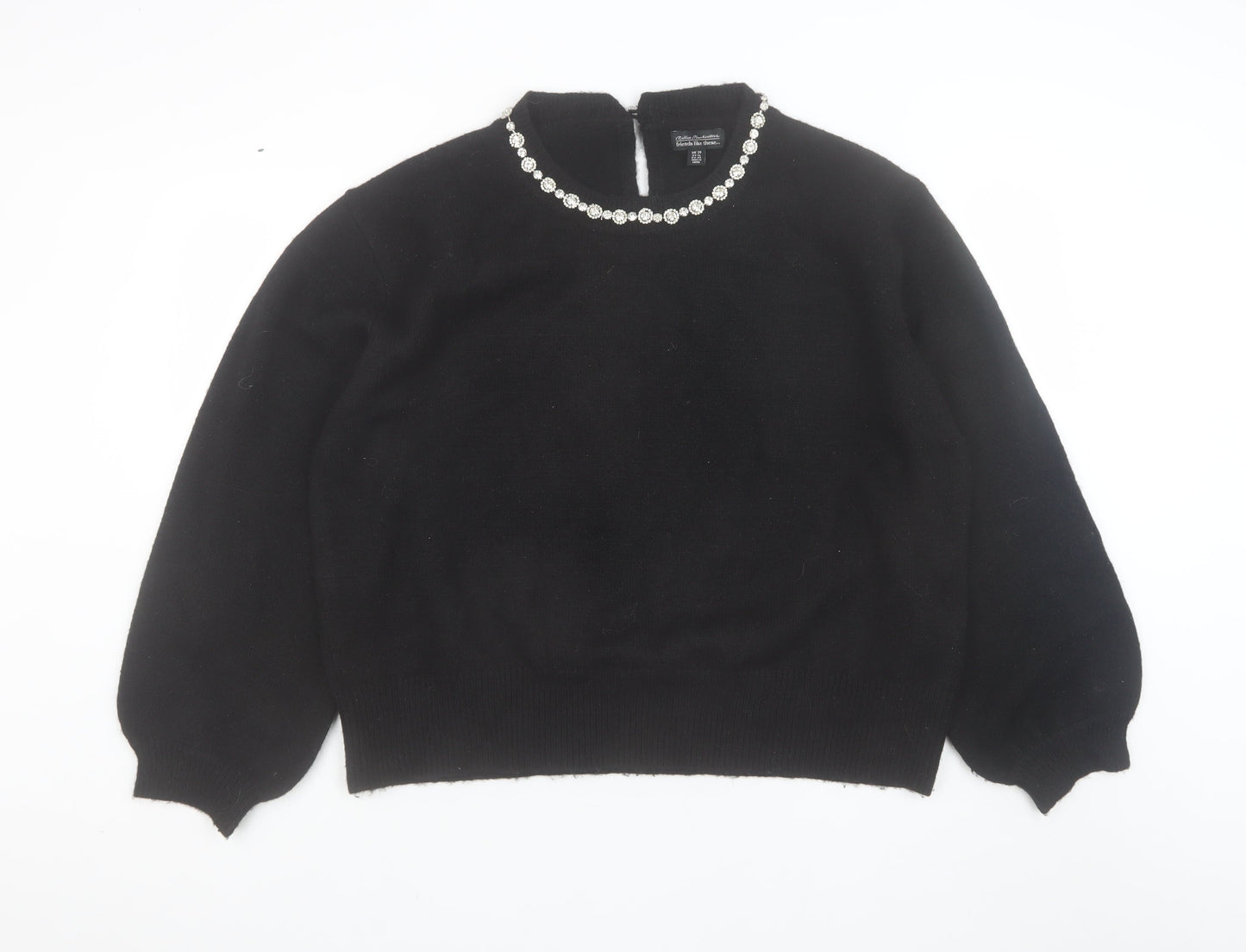 Millie Mackintosh Women's Black Jewel Neck Long Sleeve Pullover Jumper Size 20
